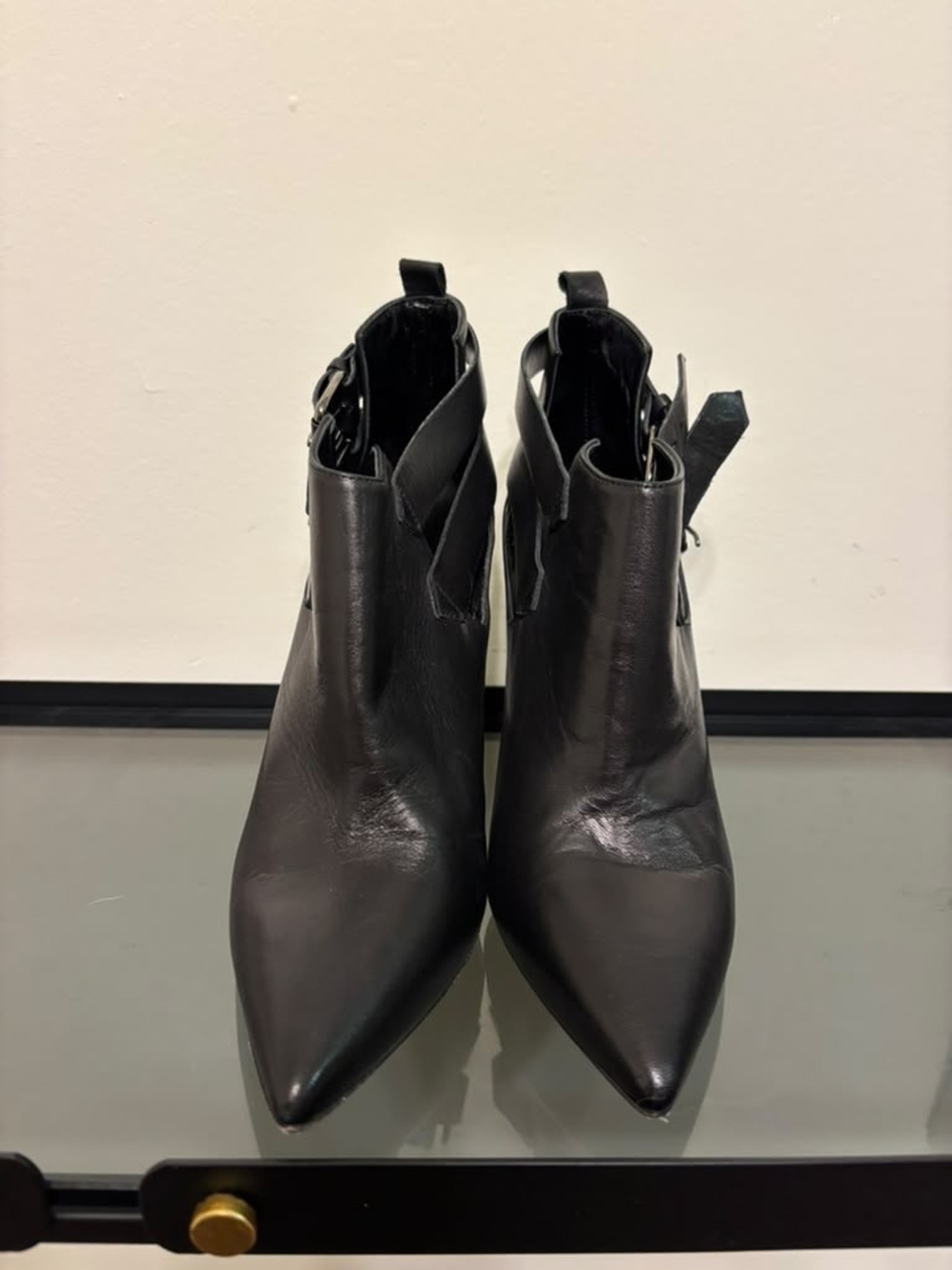 AllSaints Women's Black Pointed Leather Ankle Booties